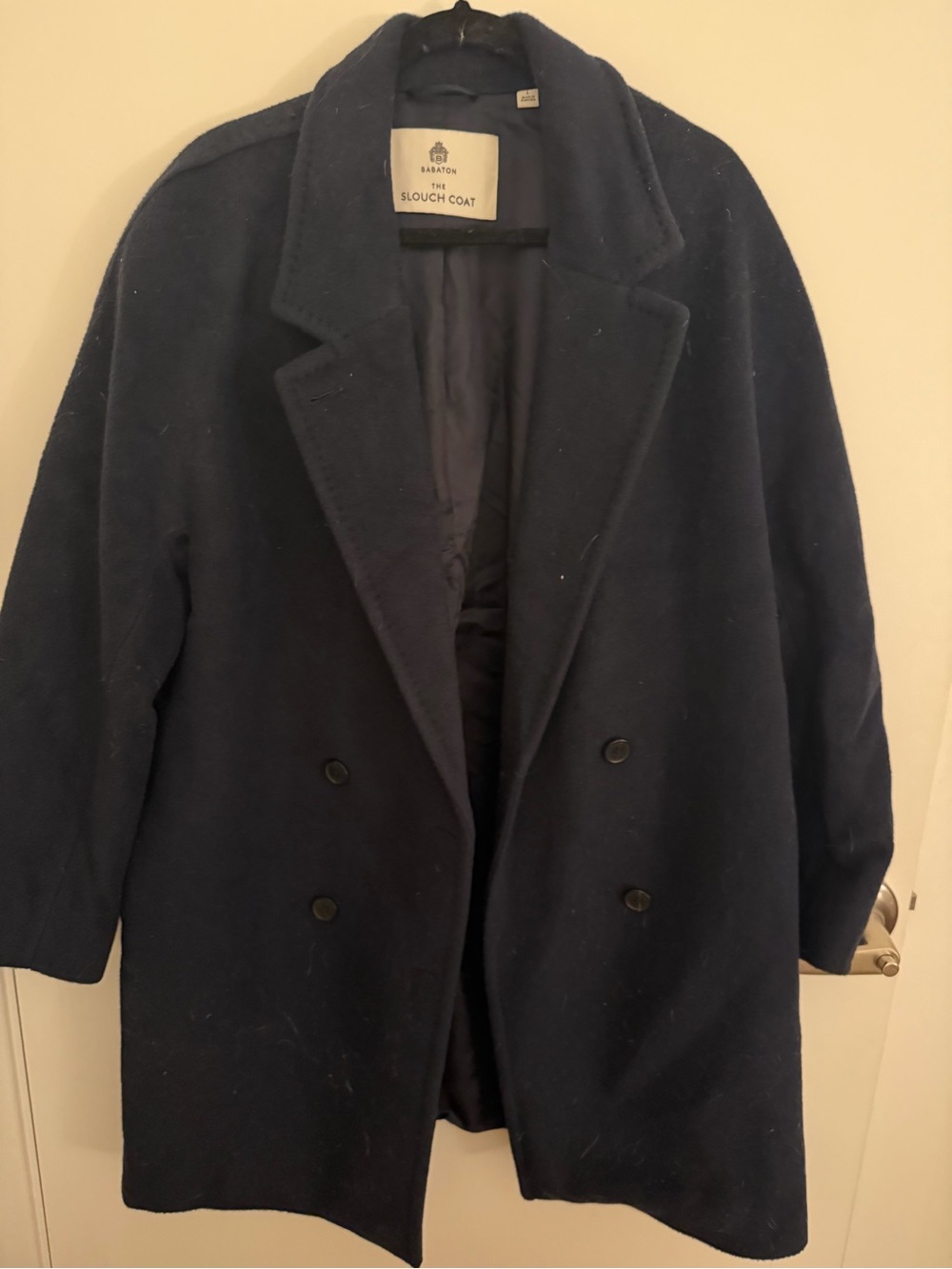 Babaton Dark Navy Double-Breasted Pea Coat